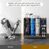 imageYITAHOME Wooden Golf Bag Organizer for Garage Rolling Storage Stand for Golf Bags Clubs Balls and Accessories Holds 2 or 3 Golf Bags Ideal for Golf Equipment OrganizationDeepgray