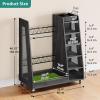 imageYITAHOME Wooden Golf Bag Organizer for Garage Rolling Storage Stand for Golf Bags Clubs Balls and Accessories Holds 2 or 3 Golf Bags Ideal for Golf Equipment OrganizationDeepgray