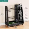 imageYITAHOME Wooden Golf Bag Organizer for Garage Rolling Storage Stand for Golf Bags Clubs Balls and Accessories Holds 2 or 3 Golf Bags Ideal for Golf Equipment OrganizationBlack