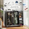 imageYITAHOME Wooden Golf Bag Organizer for Garage Rolling Storage Stand for Golf Bags Clubs Balls and Accessories Holds 2 or 3 Golf Bags Ideal for Golf Equipment OrganizationDeepgray