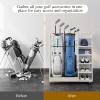 imageYITAHOME Wooden Golf Bag Organizer for Garage Rolling Storage Stand for Golf Bags Clubs Balls and Accessories Holds 2 or 3 Golf Bags Ideal for Golf Equipment OrganizationWhite