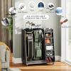 imageYITAHOME Wooden Golf Bag Organizer for Garage Rolling Storage Stand for Golf Bags Clubs Balls and Accessories Holds 2 or 3 Golf Bags Ideal for Golf Equipment OrganizationDeepgray