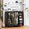 imageYITAHOME Wooden Golf Bag Organizer for Garage Rolling Storage Stand for Golf Bags Clubs Balls and Accessories Holds 2 or 3 Golf Bags Ideal for Golf Equipment OrganizationBlack