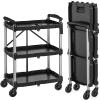 imageYITAHOME 240LBS Folding Utility Cart with Wheels Foldable Utility Service Cart 3 Tier Collapsible Rolling Cart with 360Swivel Wheels 2 with Brakes Portable Cart for Home Garage Restaurant Office