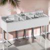 imageYITAHOME 29in Utility Kitchen Sink Free Standing Single Bowl with Pipe NSF Stainless Steel Commercial Sink for Laundry Room Bathroom Farmhouse Garage Indoor Outdoor3Sink w 2 Drainboards
