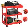 imageYITAHOME 3Tier Tool Cart on Wheels Rolling Metal Service Cart with Screwdriver Hanging Board ampamp Storage Box Heavy Duty Steel Utility Cart 400lbs Load Capacity for Mechanic Work Garage Warehouse RedRed