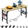 imageYITAHOME 60quot Adjustable Workbench with Wheels Builtin ACUSB Outlets1600 LB Capacity HeavyDuty Tool Work Bench for Garage Workshop Office or Outdoor Work Table