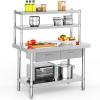 imageYITAHOME 60quot X 24quot Stainless Steel Table with Paper Towel Holder and 2 Drawers NSF Work Table with Drawer Metal Table Prep Table for Home Kitchen Restaurant Garage Warehouse2 Tiers W2 Drawers  Overshleves