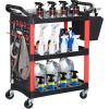 imageYITAHOME Auto Detailing Cart with Wheels 3 Tier Rolling Detail Cart with Long Hanging Plate ampamp Hooks ampamp Hanging Bucket Car Wash Organizer Cart for Detailers Garage Workshop Repair Shop Storage Tool