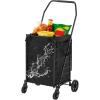 imageYITAHOME Folding Shopping Cart with Liner Foldable Grocery Cart with Wheels for Seniors Portable Collapsible Utility Carts for Shopping Groceries Laundry ampamp StorageShopping Cart wLiner