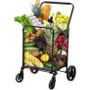 imageYITAHOME Folding Shopping Cart with Wheels Rolling Foldable Grocery Cart with Rear Basket Portable Collapsible Utility Cart with Reinforced mesh Bottom Panel for Shopping Groceries Laundry StorageLarge