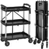 imageYITAHOME Folding Utility Service Cart 350LBS 3 Tier Foldable Cart with Wheels Collapsible Cart on Wheels with 360Swivel Wheels 2 with Brakes Portable Cart for Home Garage Restaurant Office