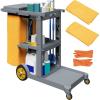 imageYITAHOME Janitorial Cart Cleaning Carts on Wheels 3Shelf Commercial Traditional Plastic Housekeeping Cart with 2 Yellow 25 Gallon Vinyl Bag and Pair of Rubber Gloves GrayGray