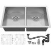 imageYITAHOME Kitchen Sink 33quot x 19quot x 10quot Undermount 304 Stainless Steel 5050 Double Bowl With Accessories 16 Gauge for Workstation Prep Kitchen BarSilver double bowl