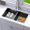 imageYITAHOME Kitchen Sink 33quot x 19quot x 10quot Undermount 304 Stainless Steel 5050 Double Bowl With Accessories 16 Gauge for Workstation Prep Kitchen BarBlack Double Bowl