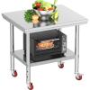 imageYITAHOME NSF Stainless Steel Table 30quot X 24quot Work Table with Wheels 2 Shelves Metal Prep Worktable for Home Kitchen Restaurant Garage Warehouse OutdoorModern wwheels