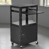 imageYITAHOME Rolling AV Cart with Wheels ampamp Locking Cabinet Keyboard Tray ampamp 164ft ExtraLong Power Cord Mobile Presentation Media Cart for Computer Laptop Printer Projector BlackAV Cart with Locking Cabinet