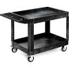 imageYITAHOME Utility Cart on Wheels 550 lbs Capacity 45 x 25 Inch Rolling Work Carts with Wheels 2 Shelf Heavy Duty Plastic Service Cart Suitable for Warehouse Garage School ampamp Office Cleaning BlackBlack