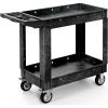 imageYITAHOME Utility Cart on Wheels Plastic Tool Cart 550 lbs Capacity Service Cart 40 x 17 Inch 2 Shelf Extra Heavy Duty Rolling Work Carts for Warehouse Garage School ampamp Office Cleaning BlackBlack