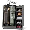 imageYITAHOME Wooden Golf Bag Organizer for Garage Rolling Storage Stand for Golf Bags Clubs Balls and Accessories Holds 2 or 3 Golf Bags Ideal for Golf Equipment OrganizationDeepgray