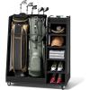 imageYITAHOME Wooden Golf Bag Organizer for Garage Rolling Storage Stand for Golf Bags Clubs Balls and Accessories Holds 2 or 3 Golf Bags Ideal for Golf Equipment OrganizationBlack