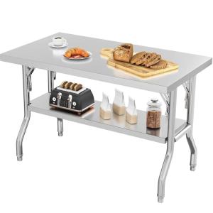 imageYITAHOME 48quot X 24quot Stainless Steel Folding Table NSF Folding Prep Table with Undershelf Foldable Stainless Steel Table for Home Kitchen Restaurant Garage Warehouse Patiow undershelf
