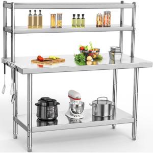 imageYITAHOME 60quot X 24quot Stainless Steel Table with Paper Towel Holder and 2 Drawers NSF Work Table with Drawer Metal Table Prep Table for Home Kitchen Restaurant Garage Warehouse2 Tiers WDesigned Overshleves
