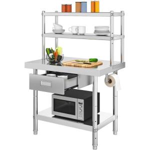 imageYITAHOME 60quot X 24quot Stainless Steel Table with Paper Towel Holder and 2 Drawers NSF Work Table with Drawer Metal Table Prep Table for Home Kitchen Restaurant Garage Warehouse2 Tiers W1 Drawer  Overshleves