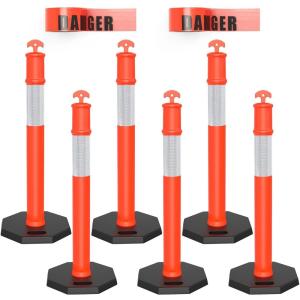 imageYITAHOME Delineator Post with Base 9 Pack Traffic Delineator Posts with Reflective Collars 45 inch Delineator Post Cones for Parking Lots Road Safety Construction Events6 PACK