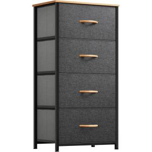 imageYITAHOME Dresser with 4 Drawers  Fabric Storage Tower Organizer Unit for Bedroom Living Room Hallway Closets  Sturdy Steel Frame Wooden Top ampamp Easy Pull Fabric BinsDark Grey