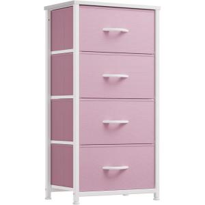 imageYITAHOME Dresser with 4 Drawers  Fabric Storage Tower Organizer Unit for Bedroom Living Room Hallway Closets  Sturdy Steel Frame Wooden Top ampamp Easy Pull Fabric BinsPink