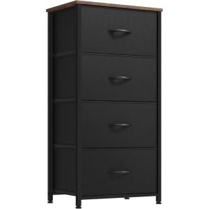 imageYITAHOME Dresser with 4 Drawers  Fabric Storage Tower Organizer Unit for Bedroom Living Room Hallway Closets  Sturdy Steel Frame Wooden Top ampamp Easy Pull Fabric BinsBlack and Rustic Brown