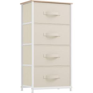 imageYITAHOME Dresser with 4 Drawers  Fabric Storage Tower Organizer Unit for Bedroom Living Room Hallway Closets  Sturdy Steel Frame Wooden Top ampamp Easy Pull Fabric BinsAcream White