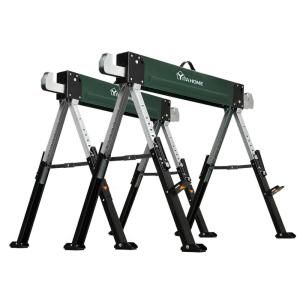 imageYITAHOME Folding Saw Horses 2 Pack 8 Speed Adjustable Legs Sawhorse Stand 4 x 4 Metal Top Heavy Duty Pro Bench for Woodworking Carpenters Contractors4x4 SawhorseHeavy Duty