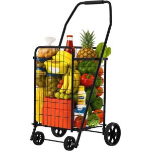 imageYITAHOME Folding Shopping Cart with Wheels Portable Collapsible Grocery Cart for Seniors Rolling Utility Cart for Laundry Storage ampamp Organizer Foldable Easy CarryMedium