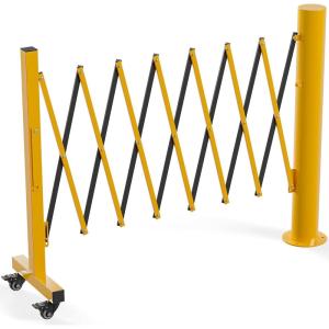 imageYITAHOME Metal Expandable Barricade Gate Outdoor 16FT Folding Security Gate Retractable Driveway Gate Folding Safety BarricadeYellowBlack