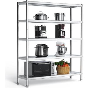 imageYITAHOME NSF Stainless Steel Shelves 60quot18quot60quot 4 Tier Storage Shelf Heavy Duty Shelving for Kitchen Garage Office Restaurant Warehouse 201 Bright Silver601872
