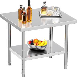 imageYITAHOME NSF Stainless Steel Table 30quot X 24quot Work Table with Wheels 2 Shelves Metal Prep Worktable for Home Kitchen Restaurant Garage Warehouse OutdoorBasic