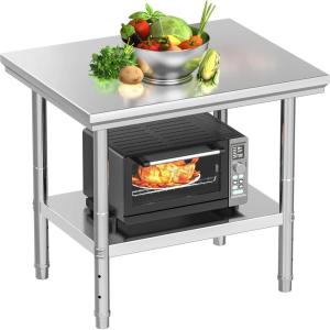 imageYITAHOME NSF Stainless Steel Table 30quot X 24quot Work Table with Wheels 2 Shelves Metal Prep Worktable for Home Kitchen Restaurant Garage Warehouse OutdoorModern