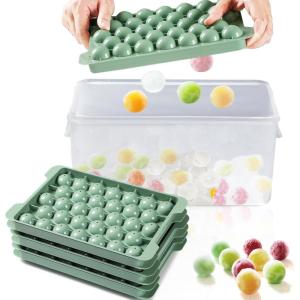 imageYITAHOME Round Ice Ball Cube Trays with Lid and Bin Ice Ball Maker Molds for Freezer Ice Container for Coffee Drinks Beverage Juice Cocktails Whiskey