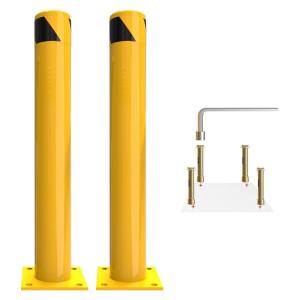 imageYITAHOME Safety Bollard Post 36quot x 45quot Steel Bollards for Warehouse Yellow 1 Pack2 PACK