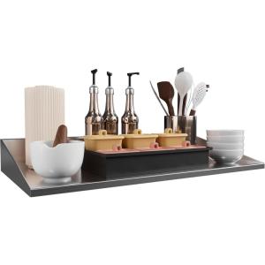 imageYITAHOME Stainless Steel Shelf 14 x 36 Inches Wall Mount Metal Floating Sheld with Transparent Silicone Mat NSF Commercial Kitchen Shelving Rack for Storage Restaurant Home Hotel Garage1424
