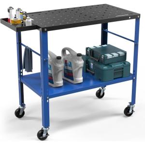 imageYITAHOME Welding Table 36quot x 24quot Welding Table Top with 58quot Holes 012quot Thick Fabrication Table 1320lb Load Capacity Metal Workbench Heavy Duty Carbon Steel Weld Table for Welding SawingBlack  Blue