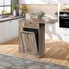 imageYITAHOME 10 Gallons Tilt Out Trash Can Cabinet Small Kitchen Island Cart with Drop Leaf  Drawers Freestanding Trash Cabinets Hidden Garbage Bin Cabinet Antique GreyAntique Grey