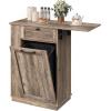 imageYITAHOME 10 Gallons Tilt Out Trash Can Cabinet Small Kitchen Island Cart with Drop Leaf  Drawers Freestanding Trash Cabinets Hidden Garbage Bin Cabinet Antique GreyAntique Grey