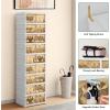 imageYITAHOME 10 Tiers20 Pairs Easy Assembly Shoe Box with Magnetic Doors Foldable Shoe Storage Organizer for Closet Collapsible Shoe Rack Sneaker Organizer for Entryway Living Room Bedroom White9 Tiers18 Pairs