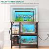 imageYITAHOME 102937 Gallon Fish Tank Stand with Power Outlet 30x16 Inch Metal Aquarium Stand with 3Tier Adjustable Storage Shelves and Hooks 450LBS CapacityBlackRustic Brown
