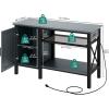 imageYITAHOME 102937 Gallon Fish Tank Stand with Power Outlet 30x16 Inch Metal Aquarium Stand with 3Tier Adjustable Storage Shelves and Hooks 450LBS CapacityBlackBlack