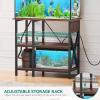 imageYITAHOME 102937 Gallon Fish Tank Stand with Power Outlet 30x16 Inch Metal Aquarium Stand with 3Tier Adjustable Storage Shelves and Hooks 450LBS CapacityBlackRustic Brown