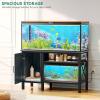 imageYITAHOME 102937 Gallon Fish Tank Stand with Power Outlet 30x16 Inch Metal Aquarium Stand with 3Tier Adjustable Storage Shelves and Hooks 450LBS CapacityBlackBlack